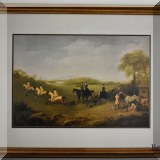 A16. Framed George Stubbs hunt scene print. 